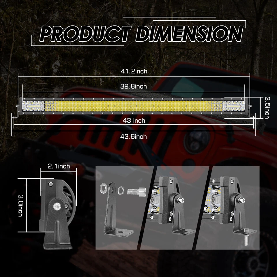 Barra de luz LED de 40 pulgadas cuádruple/doble fila punto inundación trabajo todoterreno lámpara de conducción ATV UTV Foto 2 de 4
