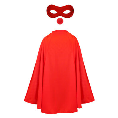 KINDER ROTE NASE SUPERHELD KOSTÜM FANCY KLEID ROTE MASKE UMHANG NASE SET OUTFIT
