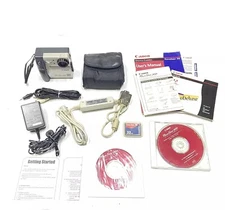 Vintage Canon Powershot 350 Digital Point n' Shoot Camera W/ Accessories READ E1