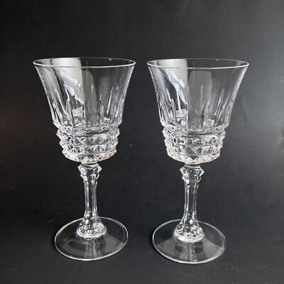 Cristal D'Arques Durand Elysee Taille Wine Glasses 6-1/8  Goblets Set of 2