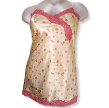 Secret Treasures Womens L Nightgown Chemise Lingerie Lace Trim Sateen Slit