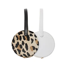 Edie Parker NWOT Small Circular Handbag in Leopard Print and White Leather