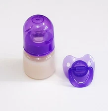 2oz Reborn Baby Formula Bottle w/NO HOLE NIPPLE & Reversible Magnetic Pacifier! 