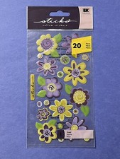 EK Success Sticko Vellum Stickers 20 Pc Lavender Yellow Flowers