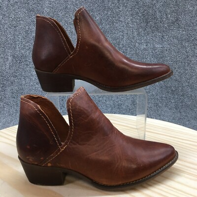 Steve Madden Boots Womens 6 M Austin Cut Out Booties Brown Leather Pointed Heels