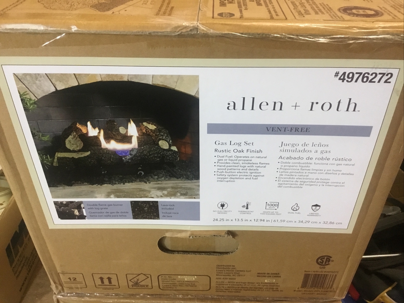 Allen + Roth 4976272 Natural Gas or Propane Log Set Oak Vent Free 30,000  Heater | eBay