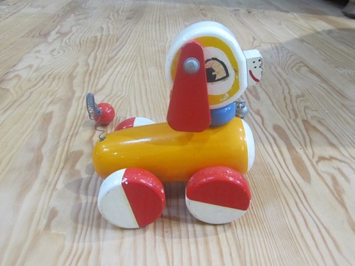 Ancien Jouet à Tirer Vintage Chien Voiture Educalux 1960-197