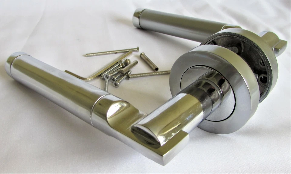 Heavy Duty Serozzetta style Door lever Handle On Rose chrome Silver satin  D27 - Image 3 of 4