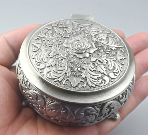 TIN ALLOY CIRCLE SHAPE MUSIC BOX : ALL I ASK OF YOU - Picture 3 of 5