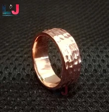 100% Pure Copper Hammered Band Ring 10mm Wide Band Handmade Thumb Ring All Size