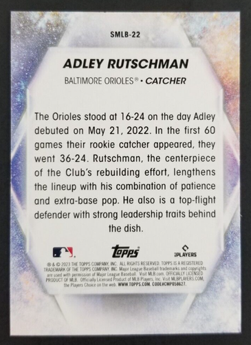 Adley Rutschman 2023 Topps Stars of MLB Rookie Baseball Card #22 (NM) - Imagen 2 de 2