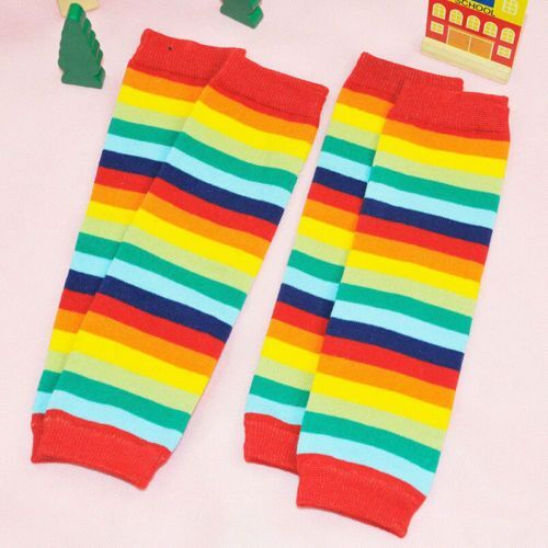 Regenbogen gestreifte Strümpfe - Baby Junge Mädchen kriechende Knieschützer Beinschutz 1-3T - Bild 12 von 13