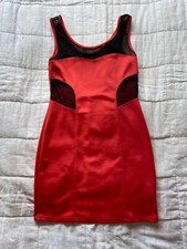 Womens Interi Orange Black Mesh Detail Mini Dress Size Medium 
