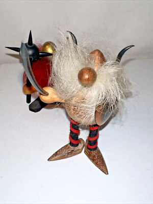 置物 VINTAGEDANISH WOODEN VIKING Viking Figurines x2 made in Spain vintage mid century Danish