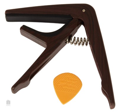 Set Joyo Kapodaster JCP-01 Holz-Look mit Joyo Plektrum 1mm