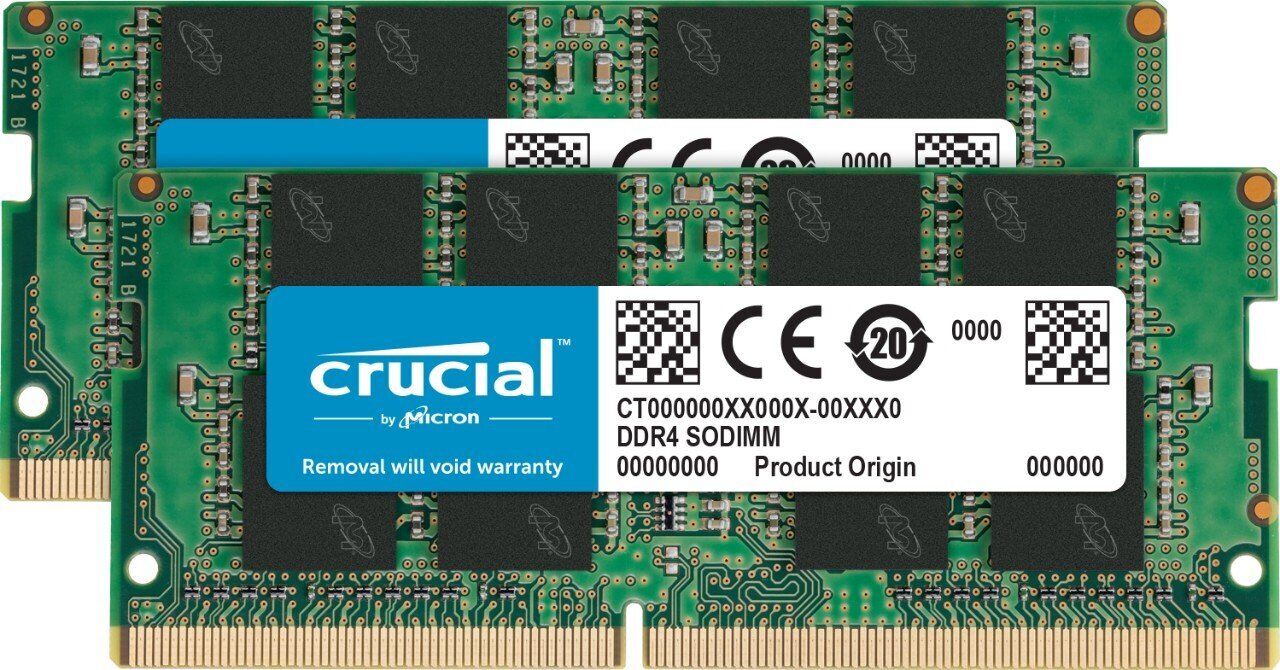 Crucial 64GB Kit (32GBx2) DDR4 3200 MT/S CL22 SODIMM 260-Pin