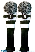 1 5 Classic GREEN WHITE KNIT POM golf club Headcover vintage Head covers Set