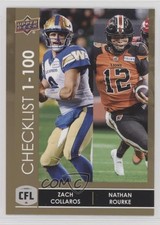 2022 Upper Deck CFL Gold Zach Collaros Checklist Nathan Rourke #199 0wr