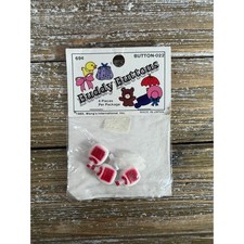Vintage 1985 Wang’s Buddy Buttons Whiskey Bottle 4pc Retro White Red Kitsch 80s