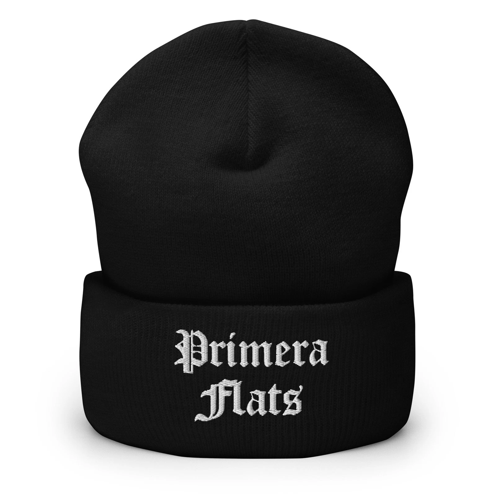 Primera Flats Cuffed Beanie PFE East LA Streetwear Hip Hop Winter Knit Hat Black
