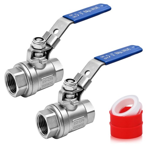 2 Pack 1/2 Inch NPT Female 304 Stainless Steel Ball Shut Off Valve Plumbing