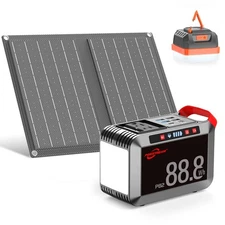 24000mAh Solar Generator Kit | 120W Peak Power Station with 21W Solar Paneltt...