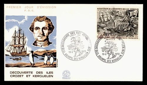 DR WHO 1972 FRENCH ANTARCTIC FSAT FDC KERGUELEN BICENTENNIAL 250F M76657
