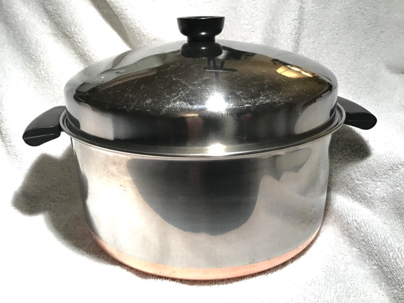 Vintage Pre-68 Revere Ware 6-Quart Copper-Clad Stock Pot with Dome Lid