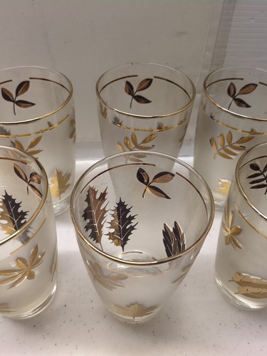 Libbey Hostess Glassware 8 pc Set Golden Foliage Beverage Glasses Original Box - Picture 10 of 13