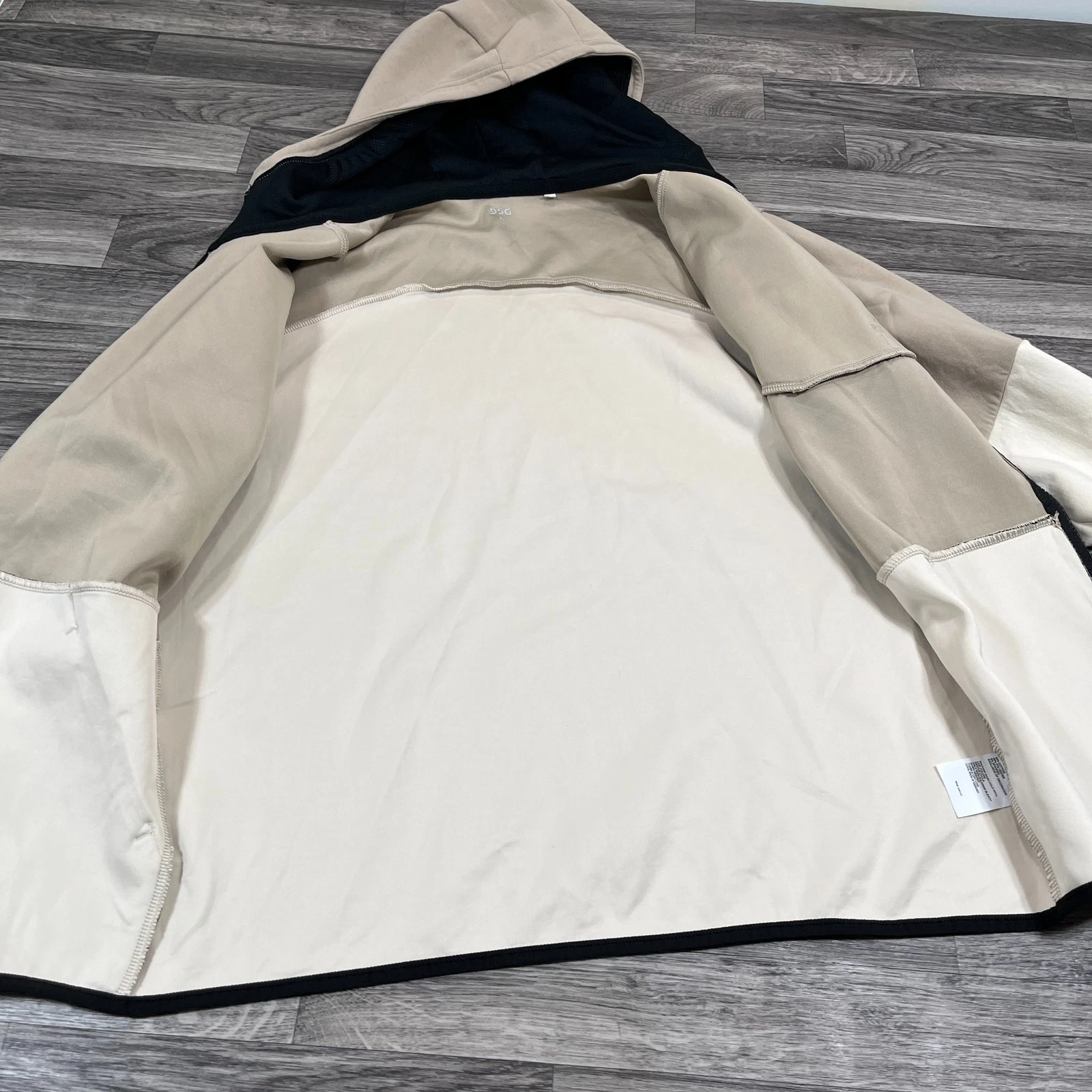 OFF WHITE Felpa con cappuccio uomo DSG full zip manica lunga bianca marrone taglia M