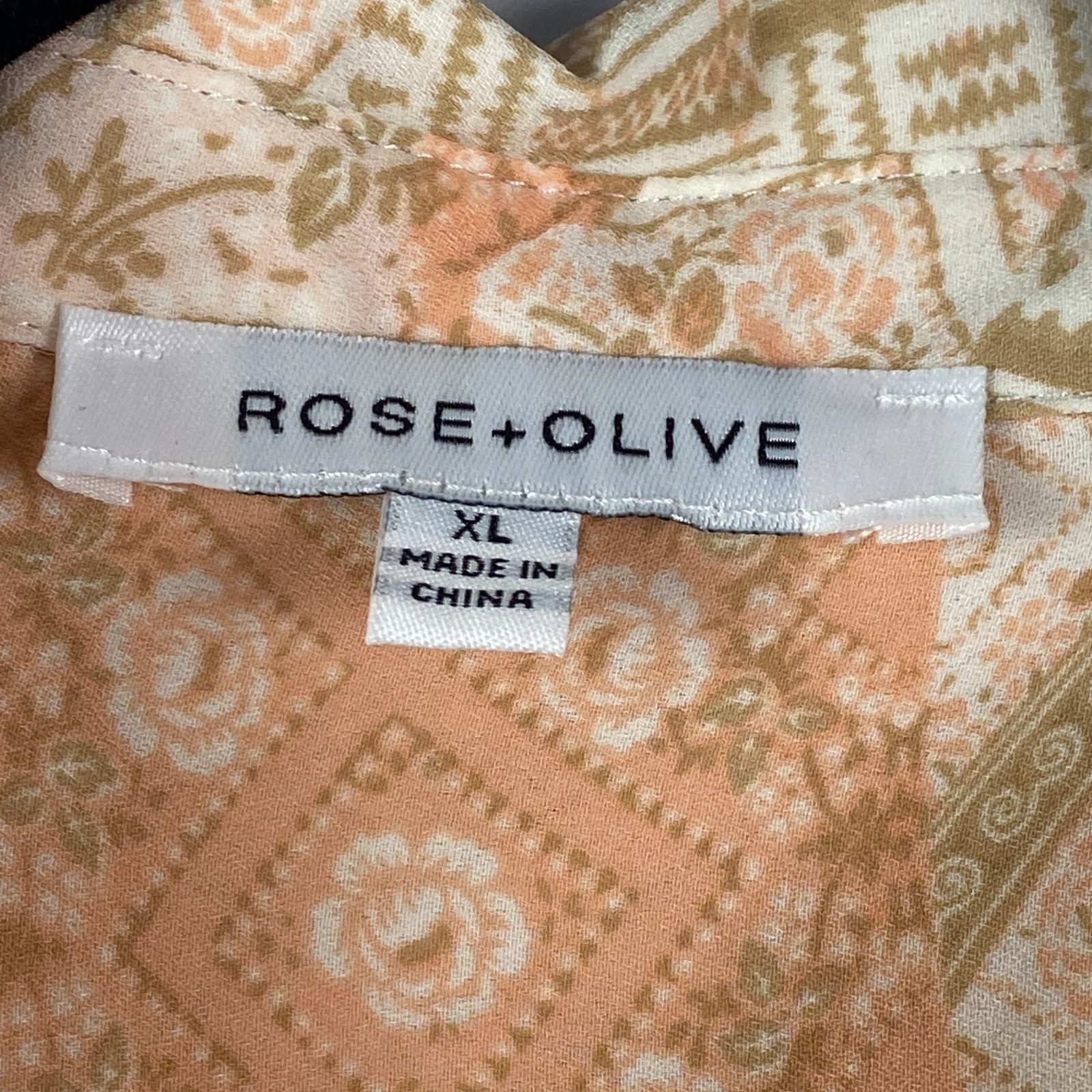 Rose + Olive Patchwork Floral Blouse Button Up Sh… - image 4