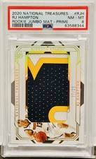 2020  National Treasures Rookie Jumbo Materials Prime /25 RJ Hampton PSA 8