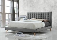 Stockholm Grey Bed with Button Headboard - Available in 5ft king