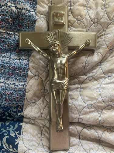 Vintage Parsons #14 Wall Crucifix Silver Cast Metal Casket Cross Jesus - Picture 5 of 5