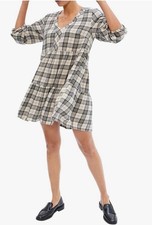 GAP Women’s Relaxed Tiered Flannel Shirt Dress Black Plaid Size XS Petite