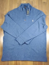 New Ralph Lauren POLO Men's Pullover Sweater 1/4 Zip Size XL NWT MSRP 125 Blue