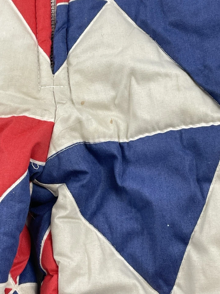 Traje de nieve vintage Pierre Cardin para niños talla 4T baberos y chaqueta rojo azul triángulos Foto 3 de 4