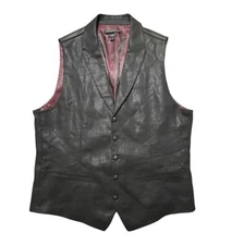 John Varvatos USA Vest Mens Medium/40 Black Pure Linen Waistcoat Luxe 5-BTN