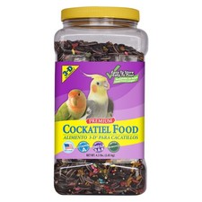 Premium Cockatiel Bird Food Seeds, with Probiotics, 4.5 lb. Stay Fresh Jar