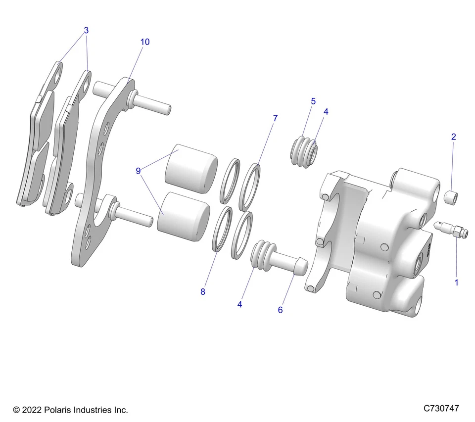 Conjunto de pinza de freno trasera derecha Polaris, pieza original OEM 1912375, cantidad 1 Foto 3 de 3