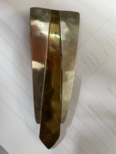 Vtg Silver Metal Brass Hammered Mid Century Modern Large Belt Buckle Triangular