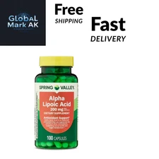 Spring Valley Alpha Lipoic Acid 200mg – 100ct Antioxidant Support Capsules