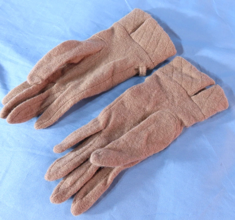 GUANTES DE PUNTO SUÉTER BRITÁNICO MONZÓN DE COLECCIÓN Beige Mezcla de Lana Acolchado Borde de Caballo Foto 2 de 4