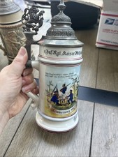 Antique German regimental (Reservistenkrug) beer stein with lithophane
