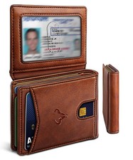 Men Wallet, Slim Leather Wallet Front Pocket Card Holder Gift For Men 11 Slot...