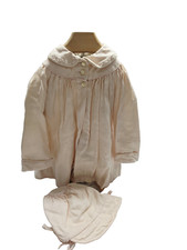 Antique Edwardian Silk Rayon Baby Baptism Christening Jacket Coat  Bonnet