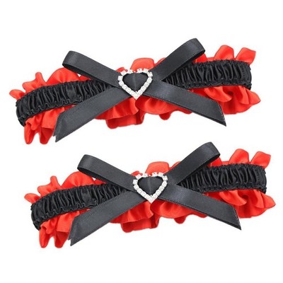 2x Love Herz Schleifen Strumpfgürtel Damen verstellbar Beingurt Clubwear