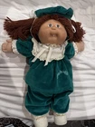 Vintage 1985 Cabbage Patch Doll Brown Hair/Brown Eyes W/Green Velvet Dress