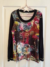Y2K Vintage Signature Artsy Graphic Floral Top Grunge Whimsygoth Autumn Winter
