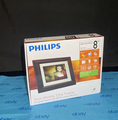 DIGITAL PHOTO FRAME Philips LCD Mahogany - 8 inch Home Essentials W/ Clock